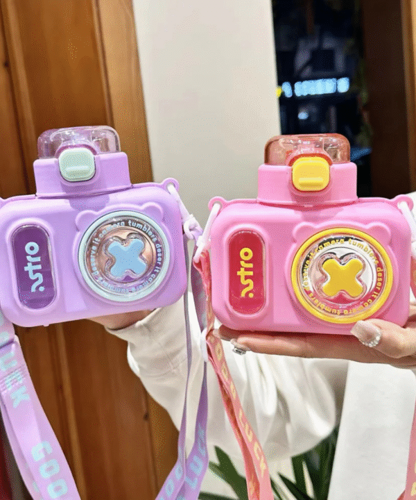 Kids Camera-Shaped Water Bottle with Straw