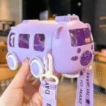 Bus-Shaped Water Bottle with Straw - Image 3
