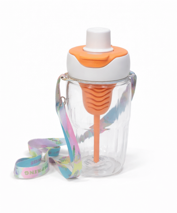 Flip-Top Sipper Straw Water Bottle – Straw Sipper Bottle with Strap | Lightweight Drinking Bottle for School & Outings