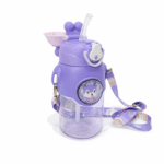 Bunny Straw Sipper Water Bottle with Strap – Cute Sipper Bottle for Boys & Girls | Flip-Top Drinking Bottle for School, Travel & Daily Use - Image 2