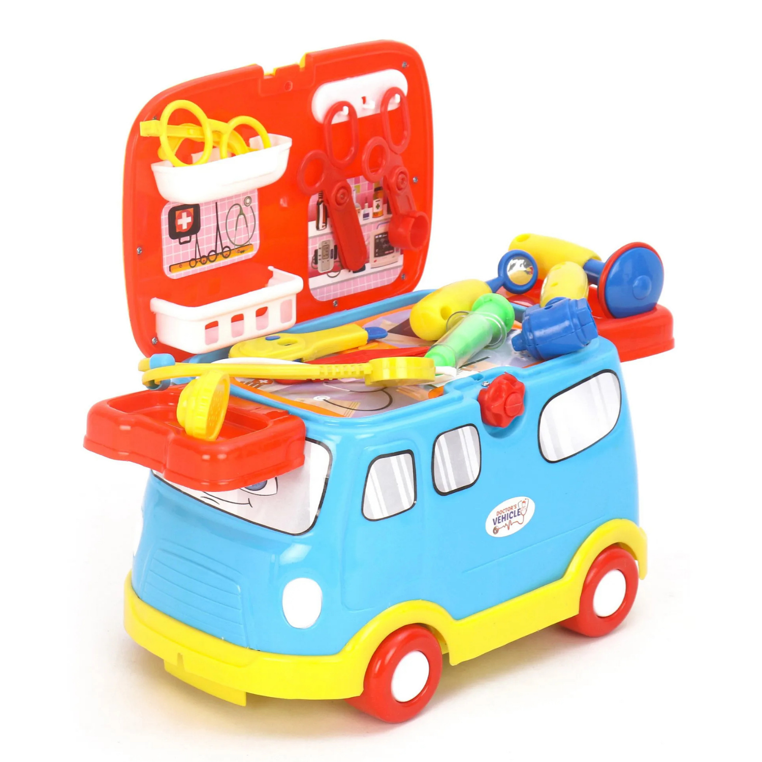 28 Kids Vehicle Set – 2-in-1 Kitchen / Doctor / Fashion Set with Accessories | Pretend Role Play Toy | Gift for Kids 3+ Years - Image 1