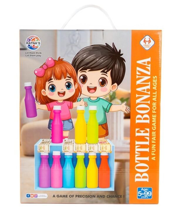 Bottle Bonanza Party/Picnic Family Game Colour Matching Fun Game for Kids & Adults - Includes 1 Box, 12 Bottles & 8 Toy Currency Notes