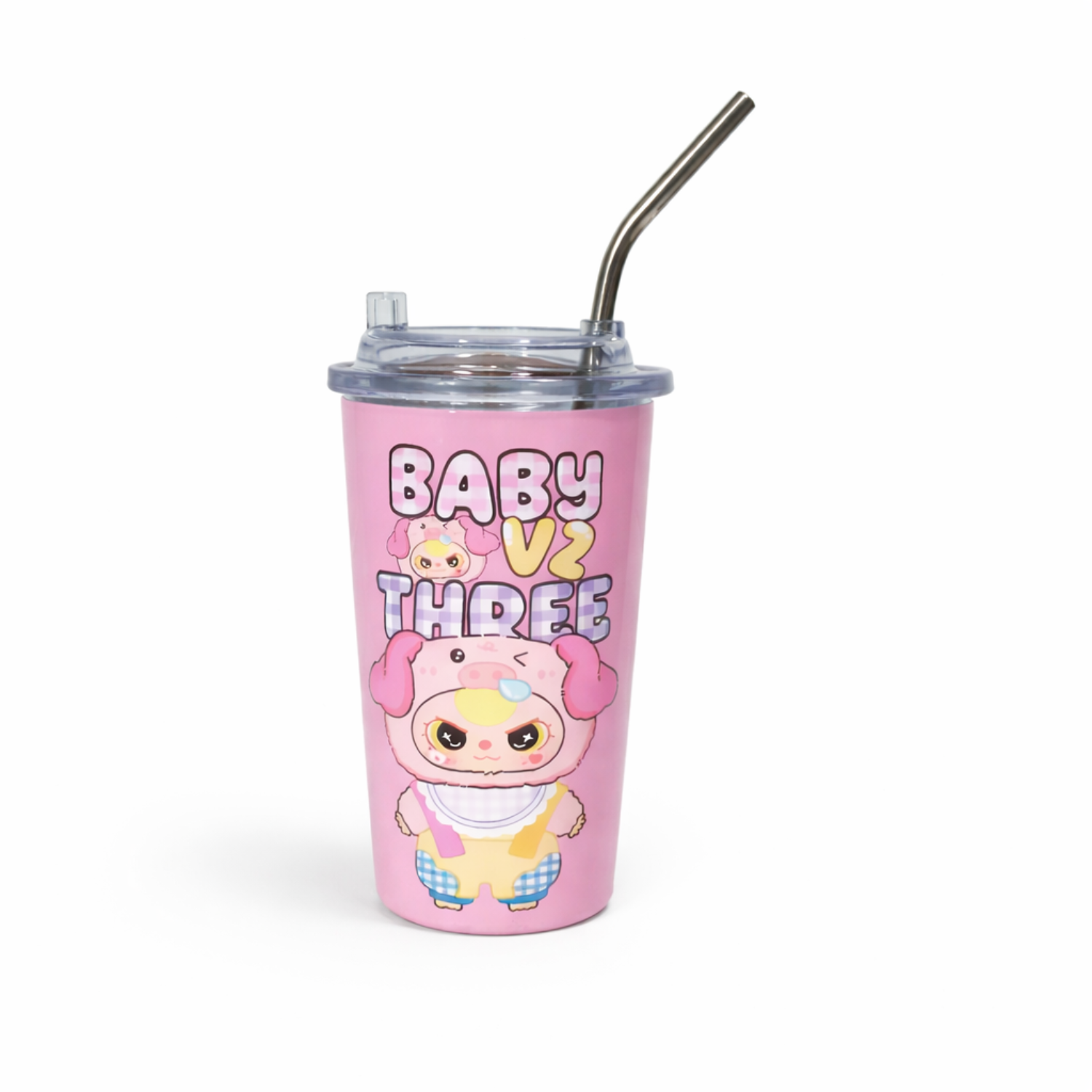 5 Stainless Steel Tumbler with Straw - Cute Cartoon Sipper Cup for Boys & Girls - Image 1