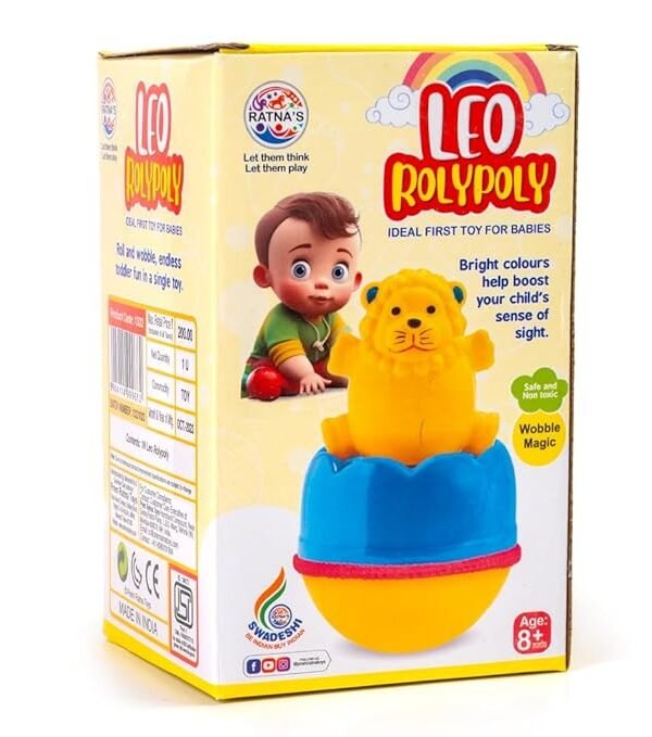 Leo Roly Poly Push and Shake Wobbling Bell Sounds Musical Rattling Toy for New Born Baby & Toddlers