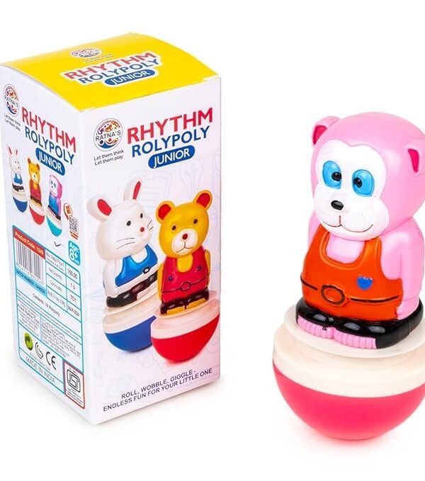 Rhythm Roly Poly Junior Monkey Push and Shake Wobbling Bell Sounds Musical Rattling Toy for New Born