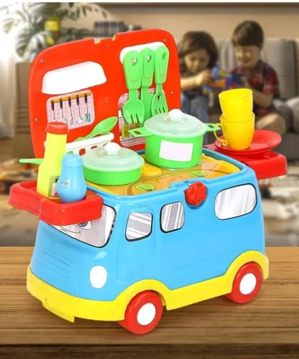 2in1 Kitchen Vehicle Play Set, Storage Inside, Ride, Big Size, 21pcs Set
