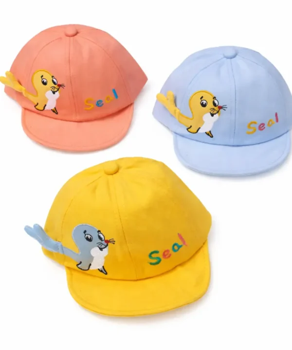 Seal Embroidered Baseball Hat | Modern Cotton Baby Sun Cap (6-18 Months)