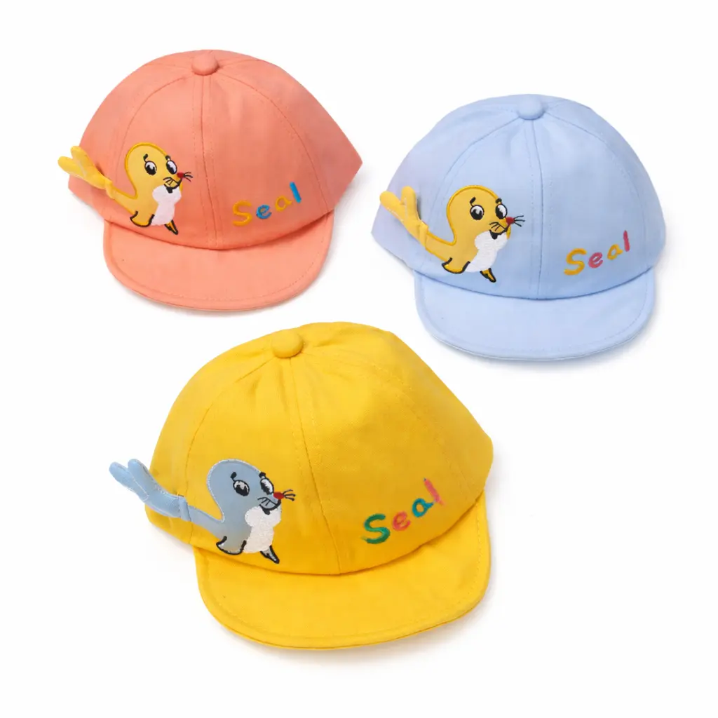 140de463-cfcf-4d4b-b075-eee18e9b6ba6 Seal Embroidered Baseball Hat | Modern Cotton Baby Sun Cap (6-18 Months) - Image 1