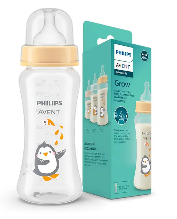 Philips Avent 330ml Anti-Colic Bottle | Penguin Edition | 6m+ Fast Flow
