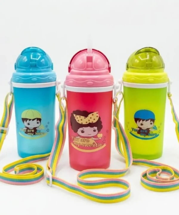 Kids' Straw Sipper Bottle with Adjustable Neck Strap - BPA-Free - 3 Colors