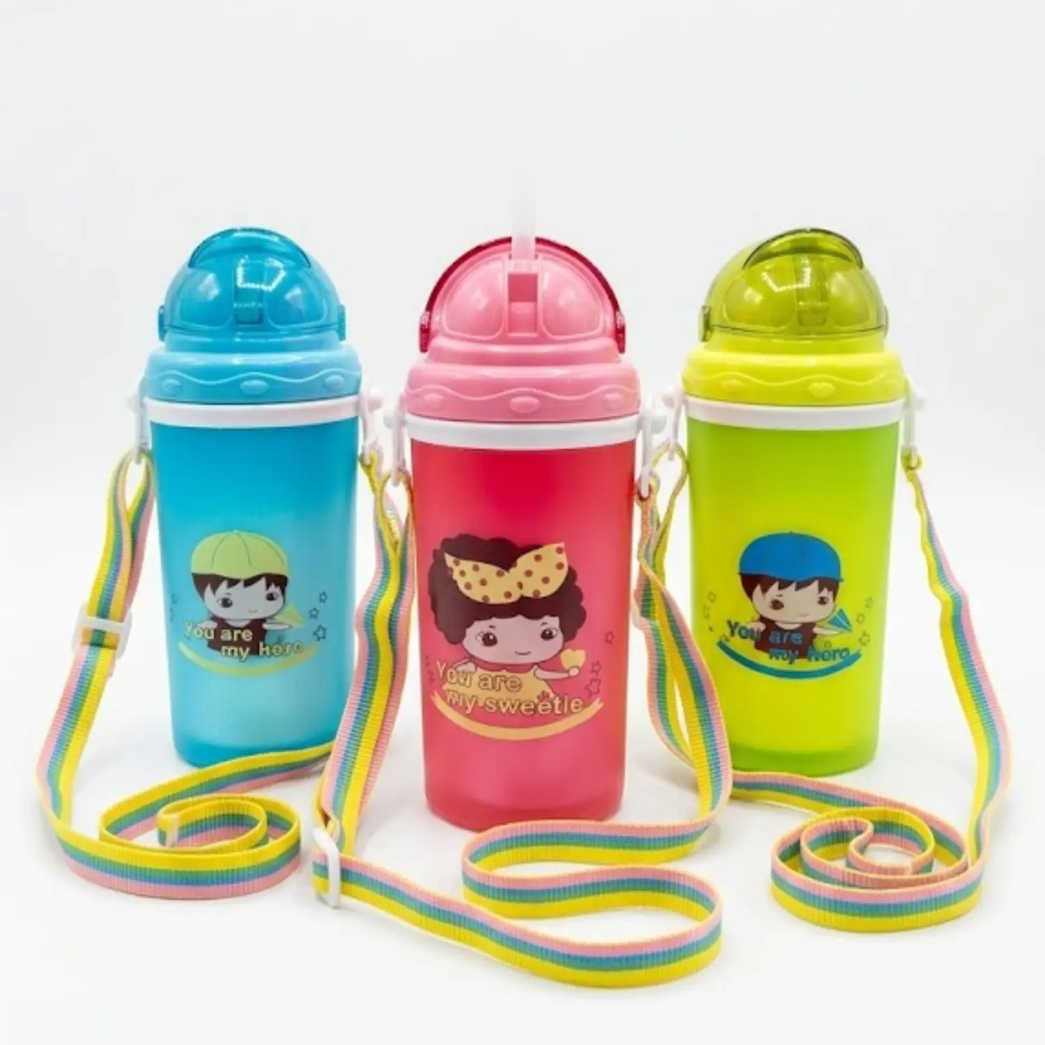 Untitled design - 2026-04-08T191121.314 Kids' Straw Sipper Bottle with Adjustable Neck Strap - BPA-Free - 3 Colors - Image 1