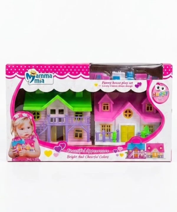 2-in-1 Dollhouse & Fashion Doll Play Set – Includes 19 Miniature Accessories & Foldable Playhouse