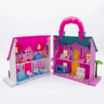 2-in-1 Dollhouse & Fashion Doll Play Set – Includes 19 Miniature Accessories & Foldable Playhouse - Image 2