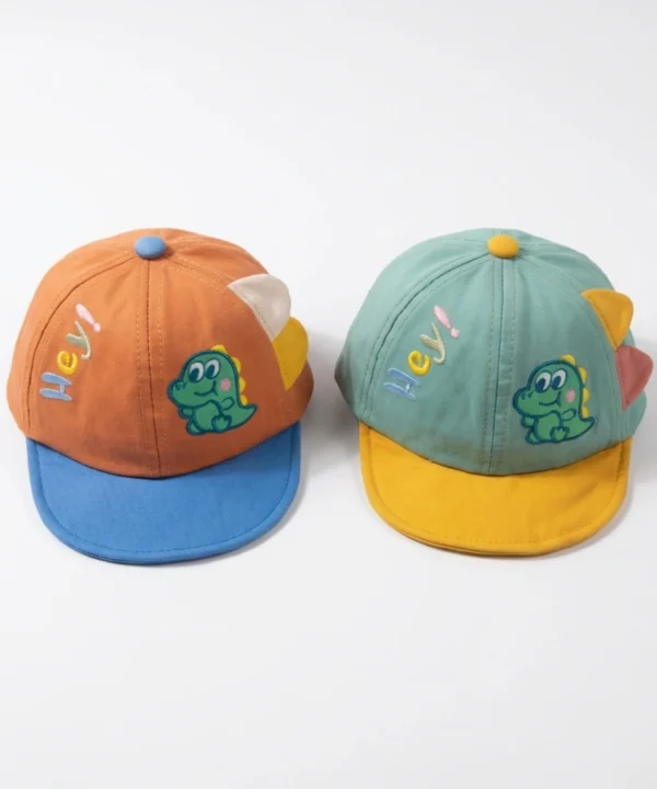 Baby Dinosaur Embroidered Soft Cotton Caps (6-18 Months)